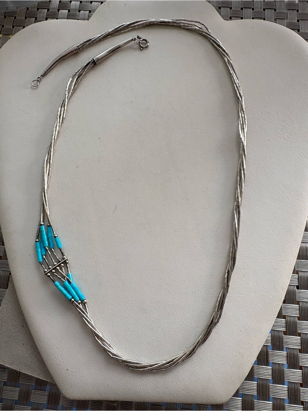 Native Sterling Silver and Turquoise Liquid Silver Necklace